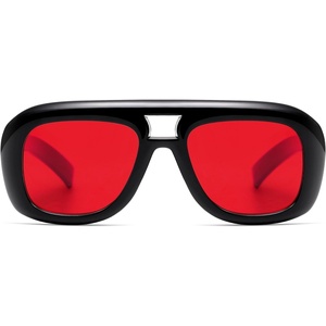 image:imageSOJOS Retro Oversized Aviator Sunglasses for Women MenTrendy Vintage Square Aviators 90s Sun Glasses SJ2688Black Frame Red Lens