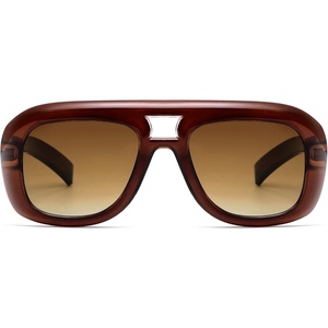 image:imageSOJOS Retro Oversized Aviator Sunglasses for Women MenTrendy Vintage Square Aviators 90s Sun Glasses SJ2688Brown Frame With Brown Grading Lens