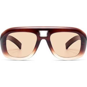image:imageSOJOS Retro Oversized Aviator Sunglasses for Women MenTrendy Vintage Square Aviators 90s Sun Glasses SJ2688Brown Grading Frame Light Orange Lens