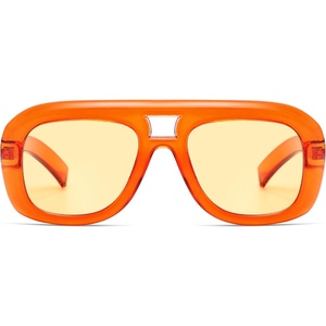 image:imageSOJOS Retro Oversized Aviator Sunglasses for Women MenTrendy Vintage Square Aviators 90s Sun Glasses SJ2688Orange Frame Yellow Lens