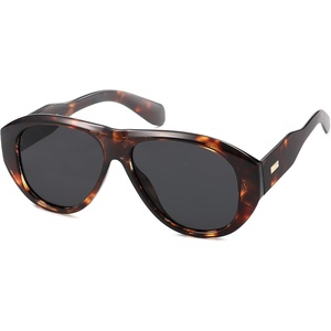 image:imageSOJOS Retro Oversized Polarized Aviator Sunglasses for Women Men Vintage 70s Style UV Protection Sunnies SJ2328Dark TortoiseGrey