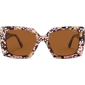 image:imageSOJOS Retro Oversized Square Acetate Sunglasses Women Polarized Trendy Ladies Shades Sun Glasses Big CrushTortoiseBrown