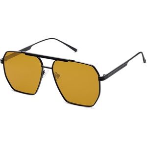 image:imageSOJOS Retro Oversized Square Polarized Sunglasses for Women Men Vintage Shades Classic Large Metal Sun GlassesMblack
