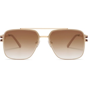 image:imageSOJOS Retro Oversized Square Sunglasses for Women Men Vintage Large Double Bridge Metal Frame Unisex Sunglasses SJ1180GoldBrown Grading