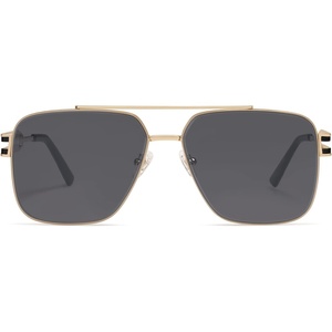 image:imageSOJOS Retro Oversized Square Sunglasses for Women Men Vintage Large Double Bridge Metal Frame Unisex Sunglasses SJ1180GoldGrey