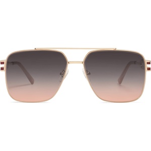 image:imageSOJOS Retro Oversized Square Sunglasses for Women Men Vintage Large Double Bridge Metal Frame Unisex Sunglasses SJ1180GoldGreypink