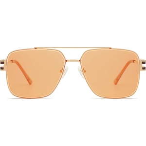 image:imageSOJOS Retro Oversized Square Sunglasses for Women Men Vintage Large Double Bridge Metal Frame Unisex Sunglasses SJ1180GoldOrange