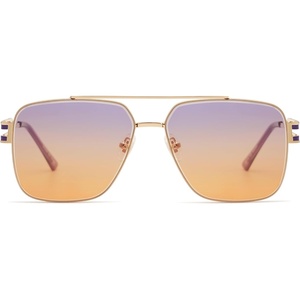 image:imageSOJOS Retro Oversized Square Sunglasses for Women Men Vintage Large Double Bridge Metal Frame Unisex Sunglasses SJ1180GoldPurpleorange