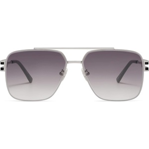 image:imageSOJOS Retro Oversized Square Sunglasses for Women Men Vintage Large Double Bridge Metal Frame Unisex Sunglasses SJ1180SilverGrey Grading