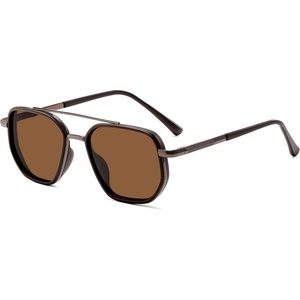 image:imageSOJOS Retro Polarized Aviator Sunglasses for Women Men Square Shades Tangle Free UV400 Protection Running Fishing SJ2754Brown
