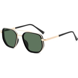 image:imageSOJOS Retro Polarized Aviator Sunglasses for Women Men Square Shades Tangle Free UV400 Protection Running Fishing SJ2754Goldgreen Lens