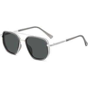 image:imageSOJOS Retro Polarized Aviator Sunglasses for Women Men Square Shades Tangle Free UV400 Protection Running Fishing SJ2754Greysilver