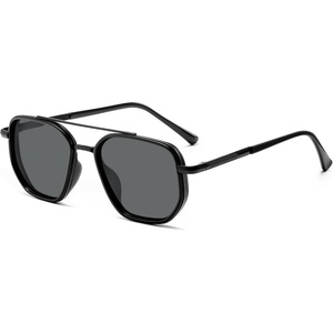 image:imageSOJOS Retro Polarized Aviator Sunglasses for Women Men Square Shades Tangle Free UV400 Protection Running Fishing SJ2754Shiny Black