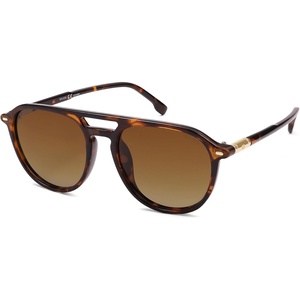 image:imageSOJOS Retro Polarized Aviator Sunglasses for Women MenTrendy Square Shades UV400 Protection SJ2605Brown TortoiseGradient Brown