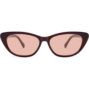 image:imageSOJOS Retro Polarized Cat Eye Sunglasses for Women Narrow Vintage Shades Trendy Sunnies SJ2396Maroon Light Orange