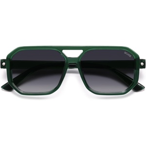 image:imageSOJOS Retro Polarized Square Aviator Sunglasses for Women Men Vintage 70s UV400 Protection Shade SJ2609Green Grey Grading Lens