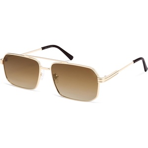 image:imageSOJOS Retro Polarized Square Sunglasses for Women Men Vintage Large Double Bridge UV Protection Metal Sun Glasses SJ1246GoldBrown Grading