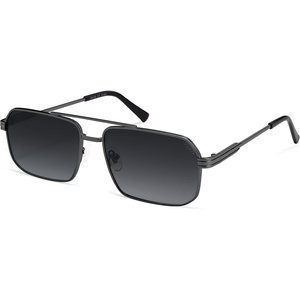 image:imageSOJOS Retro Polarized Square Sunglasses for Women Men Vintage Large Double Bridge UV Protection Metal Sun Glasses SJ1246Gun BlackGrey Grading