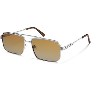 image:imageSOJOS Retro Polarized Square Sunglasses for Women Men Vintage Large Double Bridge UV Protection Metal Sun Glasses SJ1246Light GunmetalYellow Grading
