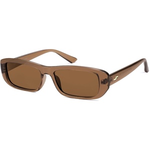 image:imageSOJOS Retro Rectangle Polarized Sunglasses Women Men Trendy Narrow Y2K Rectangular Frame Womens Mens Sun Glasses SJ2351BrownBrown
