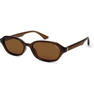 image:imageSOJOS Retro Rectangle Polarized Sunglasses for Women Men Trendy Hexagon Narrow Chic Y2K Sunnies SJ2629Dark BrownBrown