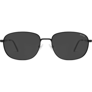 image:imageSOJOS Retro Rectangle Polarized Sunglasses for Women Men Vintage Shades Classic Metal Sun Glasses SJ1276Shiny BlackGrey