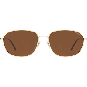 image:imageSOJOS Retro Rectangle Polarized Sunglasses for Women Men Vintage Shades Classic Metal Sun Glasses SJ1276Shiny GoldBrown