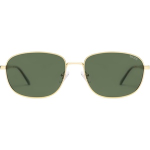 image:imageSOJOS Retro Rectangle Polarized Sunglasses for Women Men Vintage Shades Classic Metal Sun Glasses SJ1276Shiny GoldGreen