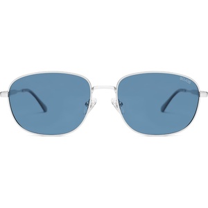 image:imageSOJOS Retro Rectangle Polarized Sunglasses for Women Men Vintage Shades Classic Metal Sun Glasses SJ1276Shiny SilverBlue