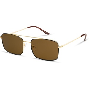 image:imageSOJOS Retro Rectangle Sunglasses for Women Men Vintage Rectangular Metal Frame Unisex Sun Glasses SJ1202 with GoldampBlack FrameBrown Lens