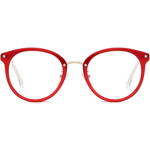 image:imageSOJOS Retro Round TR90 Blue Light Reading Glasses Womens Mens Readers Computer Glasses Eyewear Frame SJ9001C3 Clear Red Frame