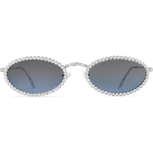 image:imageSOJOS Retro Skinny Oval Rhinestone Sunglasses for Women 90s Styles Bling Hippie Disco Trendy Sun Glasses Small Face SJ1205Blue