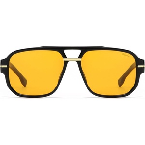 image:imageSOJOS Retro Square Aviator Sunglasses for Women Men 80s 90s Vintage Trendy Polarized Aviators SJ2692BlackLight Yellow Tint
