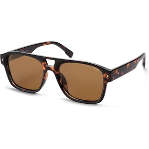 image:imageSOJOS Retro Square Polarized Aviator Sunglasses Womens Mens Trendy Aviators Shades SJ2604Brown TortoiseBrown