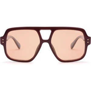 image:imageSOJOS Retro Square Polarized Aviator Sunglasses Womens Mens Trendy Vintage Aviators Shades SJ2613Dark RedLight Blush Tint