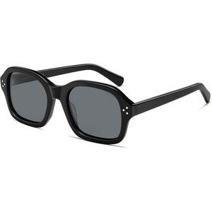 image:imageSOJOS Retro Square Polarized Sunglasses Women Men Classic Hexagonal Sun Glasses Acetate Rivets Shades CoconutBlackGrey