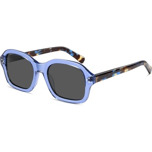 image:imageSOJOS Retro Square Polarized Sunglasses Women Men Classic Hexagonal Sun Glasses Acetate Rivets Shades CoconutBlueGrey