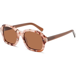 image:imageSOJOS Retro Square Polarized Sunglasses Women Men Classic Hexagonal Sun Glasses Acetate Rivets Shades CoconutBrown