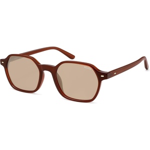 image:imageSOJOS Retro Square Polarized Sunglasses Womens Men Trendy 70s Thin Slim Shades Sunnies SJ2674Brown Frame Brown Lens