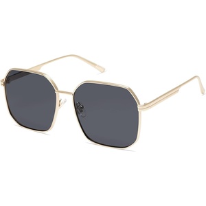 image:imageSOJOS Retro Square Polarized Sunglasses for Women Vintage Square Shades UV400 Large Metal Frame SJ1166BGold