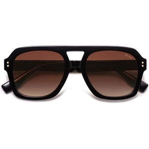 image:imageSOJOS Retro Thick Polarized Aviator Sunglasses for Women Men Large Trendy Bold Square Pilot Shades SJ2385BlackReddish Brown Gradient