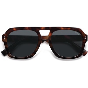 image:imageSOJOS Retro Thick Polarized Aviator Sunglasses for Women Men Large Trendy Bold Square Pilot Shades SJ2385Dark TortoiseGrey