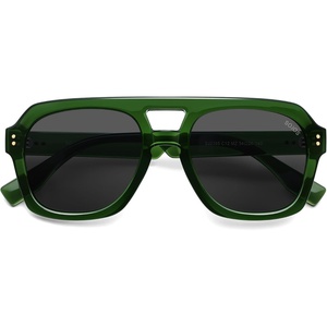 image:imageSOJOS Retro Thick Polarized Aviator Sunglasses for Women Men Large Trendy Bold Square Pilot Shades SJ2385GreenGrey