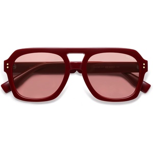 image:imageSOJOS Retro Thick Polarized Aviator Sunglasses for Women Men Large Trendy Bold Square Pilot Shades SJ2385RedRed Tint