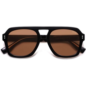 image:imageSOJOS Retro Thick Polarized Aviator Sunglasses for Women Men Large Trendy Bold Square Pilot Shades SJ2385Shiny BlackBlush Tint