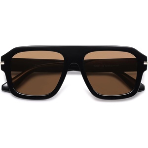 image:imageSOJOS Retro Thick Polarized Aviator Sunglasses for Women Men Vintage Oversized Square Shades SJ2384BlackBrown
