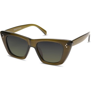 image:imageSOJOS Retro Trendy Cat Eye Polarized Sunglasses for Women Cute Stylish UV400 Sunnies SJ2199Dark Olive GreenGrey