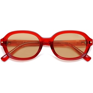 image:imageSOJOS Retro Trendy Oval Round Polarized Sunglasses Womens Mens 80s 90s Vintage Sunnies SJ2603RedLight Brown Tint