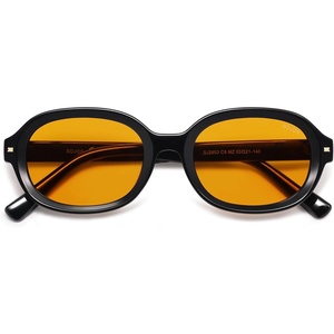 image:imageSOJOS Retro Trendy Oval Round Polarized Sunglasses Womens Mens 80s 90s Vintage Sunnies SJ2603Shiny BlackYellow Tint