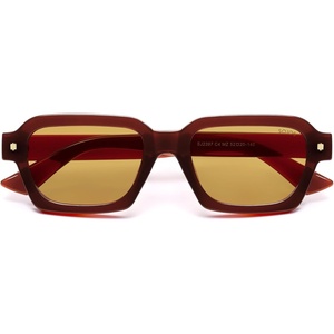 image:imageSOJOS Retro Trendy Polarized Sunglasses for Men Women Vintage Square Mens Shades SJ2397Milky Brown Frame Yellow Lens